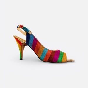 Vintage Bernetto’s Multicolor Stripe Slingback Heels | Made in Italy